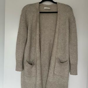 Aritzia Talula Wool Long Cardigan in Oatmeal
